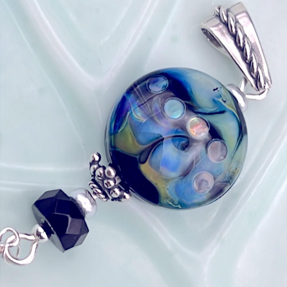 STERLING SILVER BLUE LAMPWORK ARTISAN ONYX
